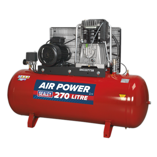[SAC52775B] Sealey 270L Belt Drive Air Compressor with Cast Cylinders 7.5hp 