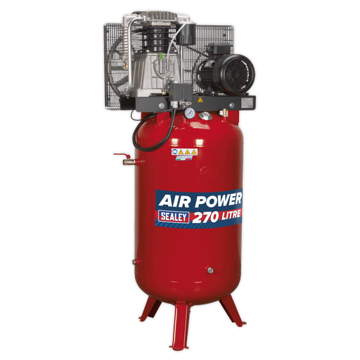 [SACV52775B] Sealey 270L Vertical Belt Drive Air Compressor with Cast Cylinde
