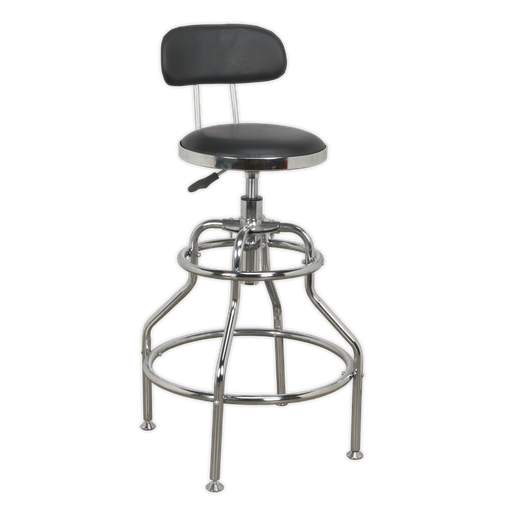 [SCR14] Sealey Pneumatic Workshop Stool with Adjustable Height Swivel Seat & Back Rest