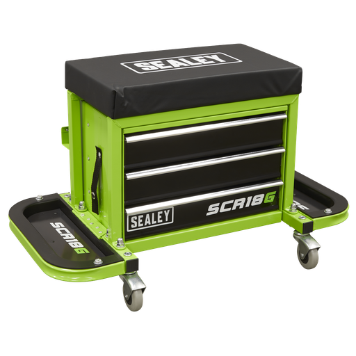 [SCR18G] Sealey Mechanic's Utility Seat & Toolbox - Green