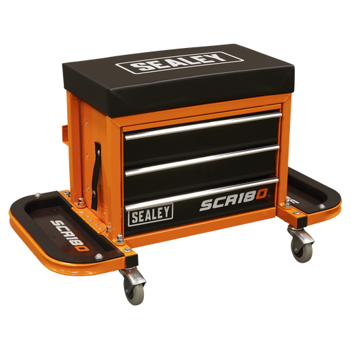 [SCR18O] Sealey Mechanic's Utility Seat & Toolbox - Orange