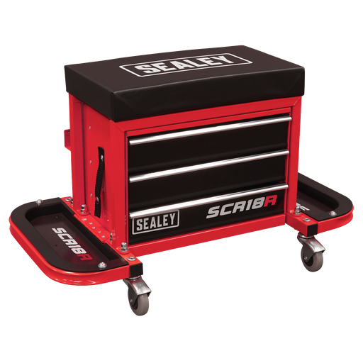 [SCR18R] Sealey Mechanic's Utility Seat & Toolbox - Red