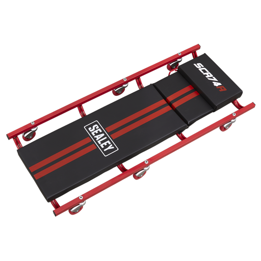 [SCR74] American-Style Deluxe Creeper with Steel Frame, 6 Wheels & Adjustable Headrest 40"