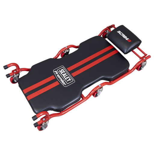 [SCR84] Deluxe Steel Creeper with 6 Wheels & Headrest