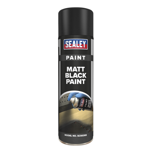 [SCS026] Sealey Matt Paint 500ml, Black - Pack of 6