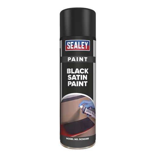 [SCS028S] Sealey Satin Paint 500ml - Black