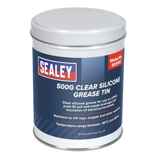 [SCS102] Sealey Silicone Clear Grease Tin 500g