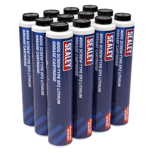 [SCS108] Sealey EP2 Lithium Grease Cartridge Screw-Type 400g - Pack of 12