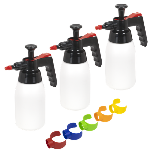 [SCSGCOMBO] Sealey Premium Pressure Solvent Sprayers & Colour-Coded Caps Combo 1L