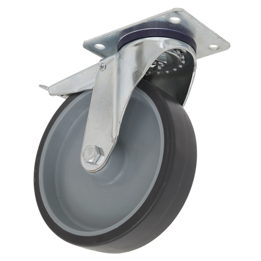 [SCW2100SPLEM] Sealey 100mm Castor Wheel with Swivel Plate & Total Lock