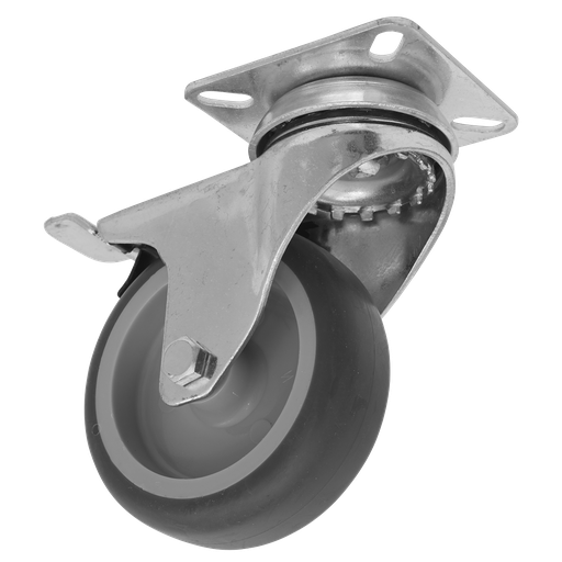 [SCW275SPLEM] Sealey 75mm Castor Wheel with Swivel Plate & Total Lock