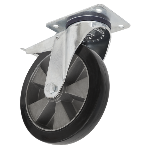 [SCW5200SPLEM] Sealey 200mm Castor Wheel with Swivel Plate & Total Lock