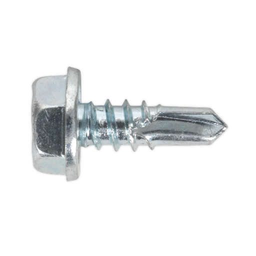 [SDHX4813] Sealey Zinc Plated Self-Drilling Hex Head Screw 4.8 x 13mm - Pack of 100