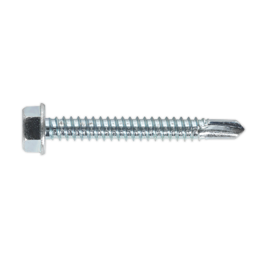[SDHX6350] Sealey Zinc Plated Self-Drilling Hex Head Screw 6.3 x 50mm - Pack of 100