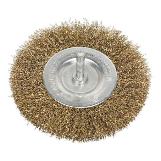 [SFB100] Sealey 100mm Crimped Flat Wire Brush with 6mm Shaft