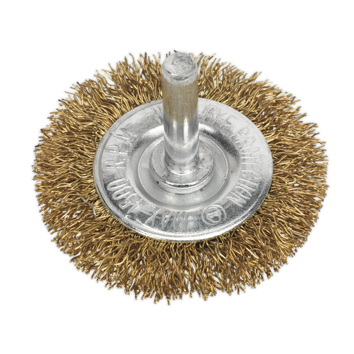 [SFB50] Sealey 50mm Crimped Flat Wire Brush with 6mm Shaft