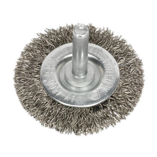 [SFBS50] Sealey 50mm Crimped Flat Wire Brush with 6mm Shaft