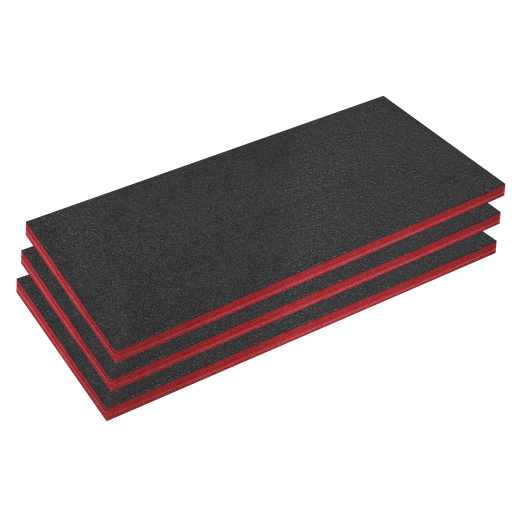 [SFPK50R] Sealey Easy Peel Shadow Foam® 1200 x 550 x 50mm, Red/Black - Pack of 3