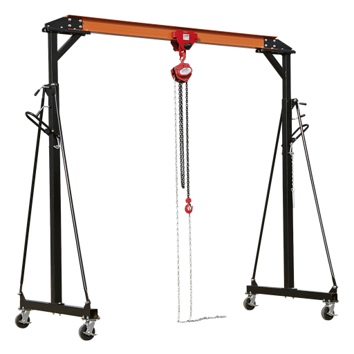 [SG1000KIT] Sealey Portable Lifting Adjustable Gantry Crane 1 Tonne & Hoist Combo