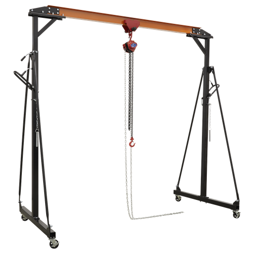 [SG500KIT] Sealey Portable Lifting Adjustable Gantry Crane 0.5 Tonne & Hoist Combo