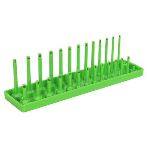 [SH1414HV] Sealey Premier Socket Holder 1/4"Sq Drive 4-15mm - Hi-Vis Green
