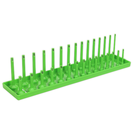 [SH3815HV] Sealey Premier Socket Holder 3/8"Sq Drive 6-21mm - Hi-Vis Green