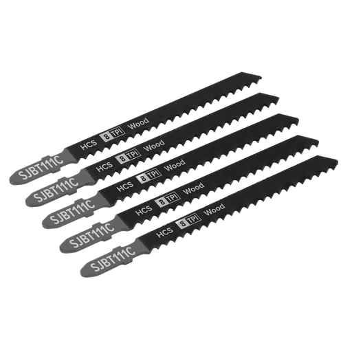 [SJBT111C] Sealey Jigsaw Blade for General Wood 100mm 8tpi - Pack of 5