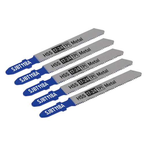 [SJBT118A] Sealey Jigsaw Blade for Metal 92mm 17-24tpi - Pack of 5