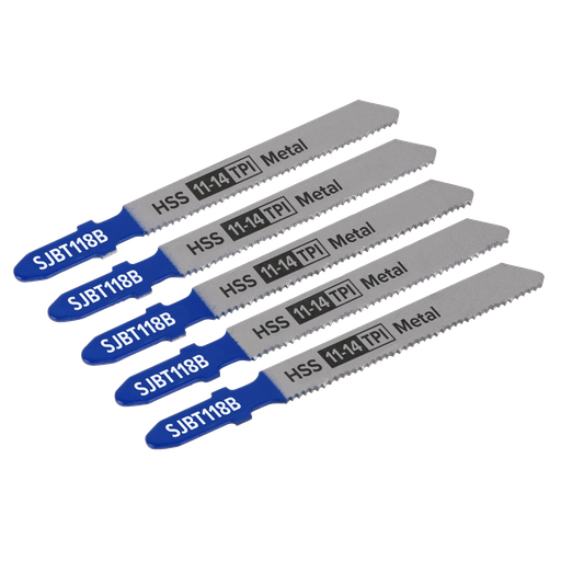 [SJBT118B] Sealey Jigsaw Blade for Metal 92mm 11-14tpi - Pack of 5