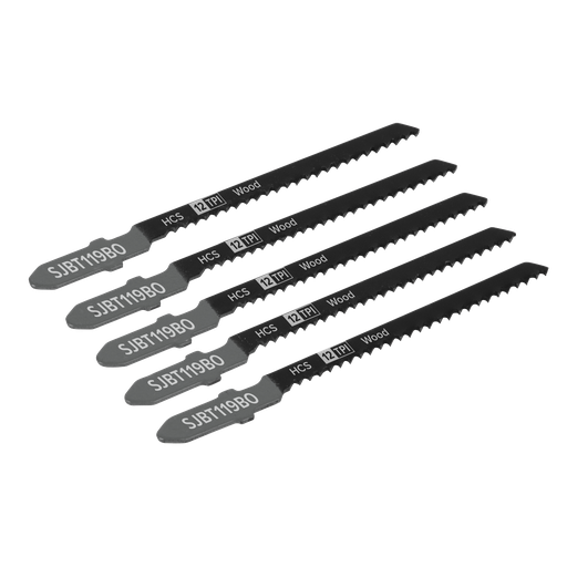 [SJBT119BO] Sealey Jigsaw Blade for General Wood 75mm 12tpi - Pack of 5