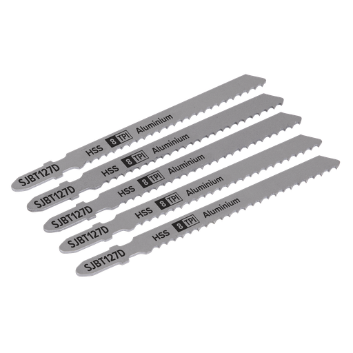[SJBT127D] Sealey Jigsaw Blade for Aluminium 100mm 8tpi - Pack of 5
