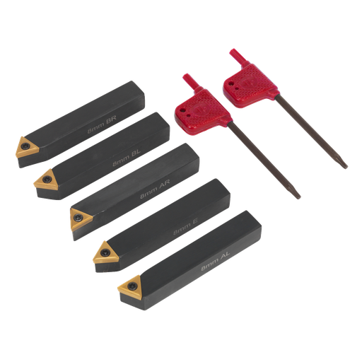[SM3025CS2] Sealey Indexable Lathe Turning Tool Set 8mm 5pc