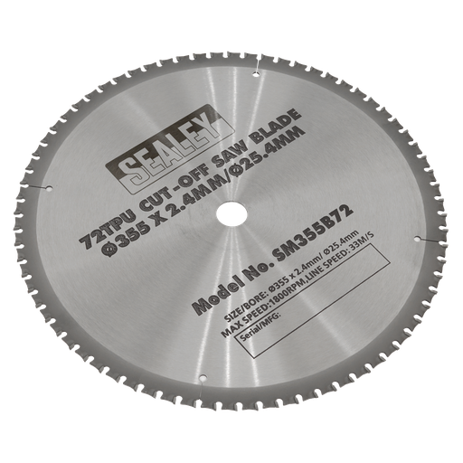 [SM355B72] Sealey 72tpu Cut-Off Saw Blade Ø355 x 2.4mm/Ø25.4mm