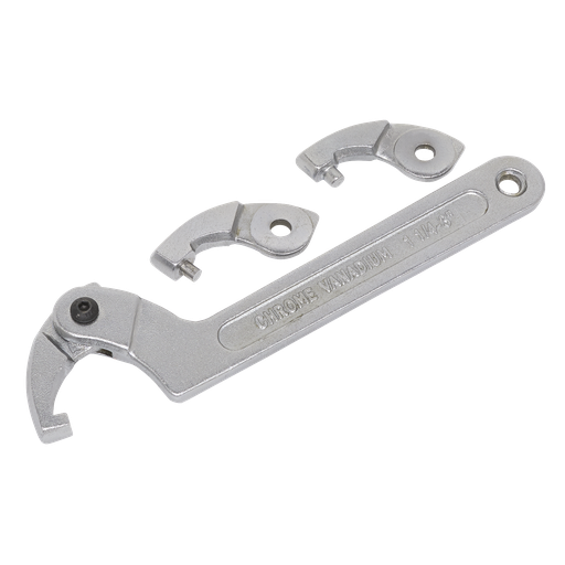[SMC2M] Sealey Adjustable C-Spanner Hook & Pin Wrench Set 32-76mm 4pc