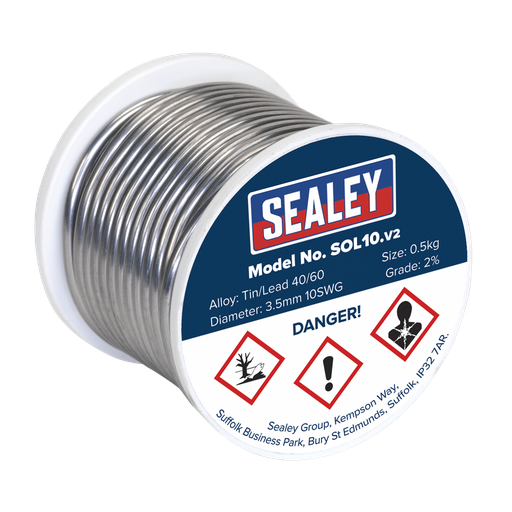 [SOL10] Sealey Quick Flow Solder Wire 3.25mm/10SWG 0.5kg Reel