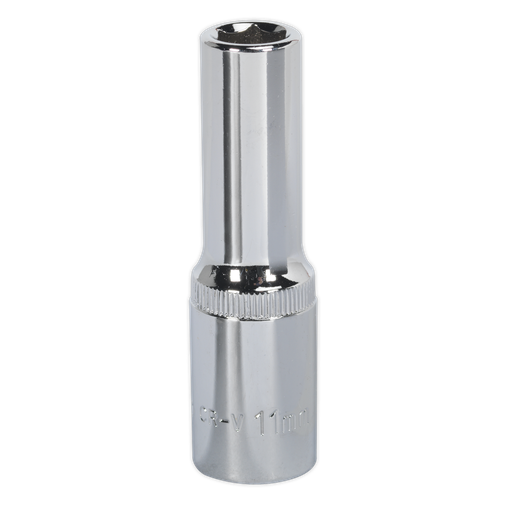 [SP1211D] Sealey Premier Fully Polished Deep Socket 1/2"Sq Drive 11mm