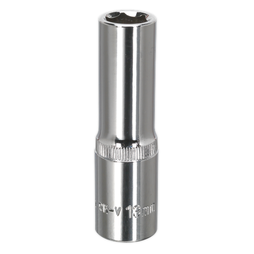 [SP1213D] Sealey Premier Fully Polished Deep Socket 1/2"Sq Drive 13mm