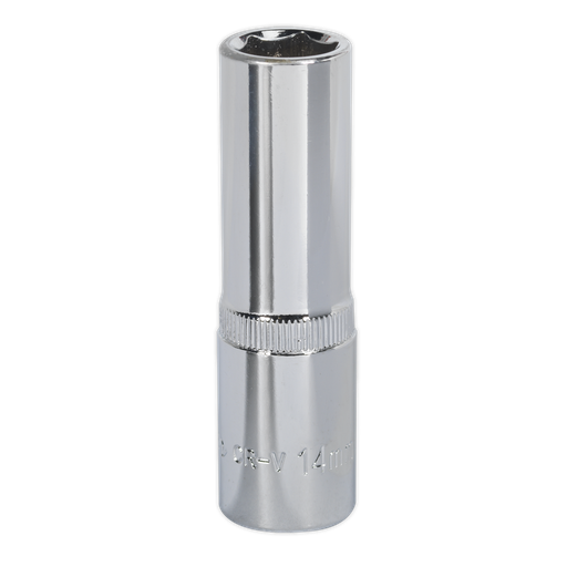 [SP1214D] Sealey Premier Fully Polished Deep Socket 1/2"Sq Drive 14mm