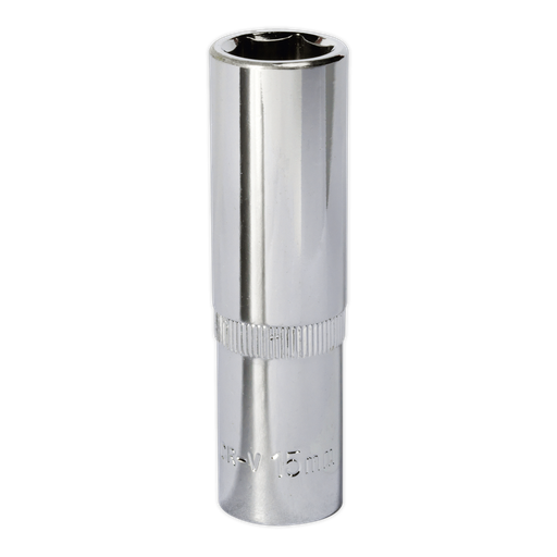 [SP1215D] Sealey Premier Fully Polished Deep Socket 1/2"Sq Drive 15mm