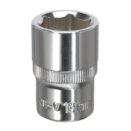 [SP1218] Sealey Premier Fully Polished Socket 1/2"Sq Drive 18mm