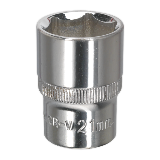 [SP1221] Sealey Premier Fully Polished Socket 1/2"Sq Drive 21mm