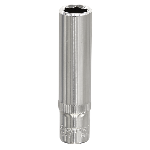 [SP1408D] Sealey Premier Fully Polished Deep Socket 1/4"Sq Drive 8mm