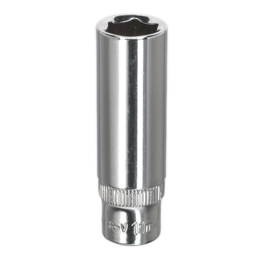 [SP1411D] Sealey Premier Fully Polished Deep Socket 1/4"Sq Drive 11mm