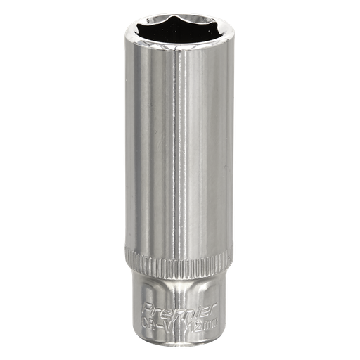 [SP1412D] Sealey Premier Fully Polished Deep Socket 1/4"Sq Drive 12mm