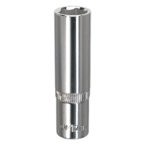 [SP3812D] Sealey Premier Fully Polished Deep Socket 3/8"Sq Drive 12mm