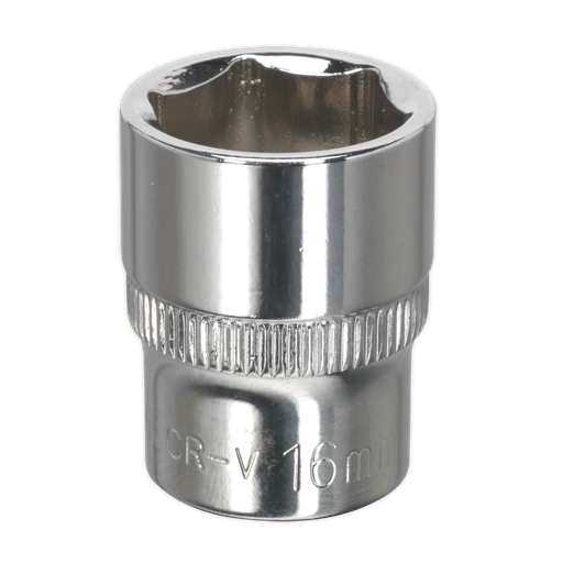 [SP3816] Sealey Premier Fully Polished Socket 3/8"Sq Drive 16mm