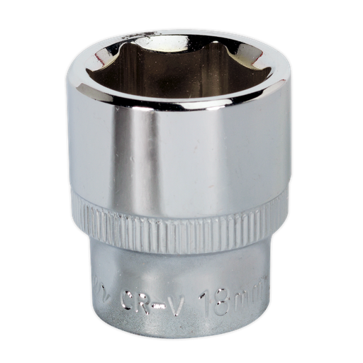 [SP3818] Sealey Premier Fully Polished Socket 3/8"Sq Drive 18mm