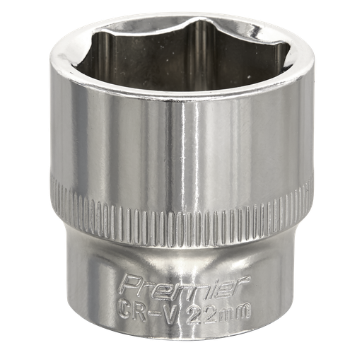 [SP3822] Sealey Premier Fully Polished Socket 3/8"Sq Drive 22mm