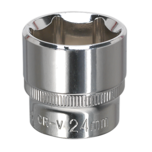 [SP3824] Sealey Premier Fully Polished Socket 3/8"Sq Drive 24mm