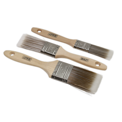 [SPBS3W] Sealey Wooden Handle Paint Brush Set 3pc